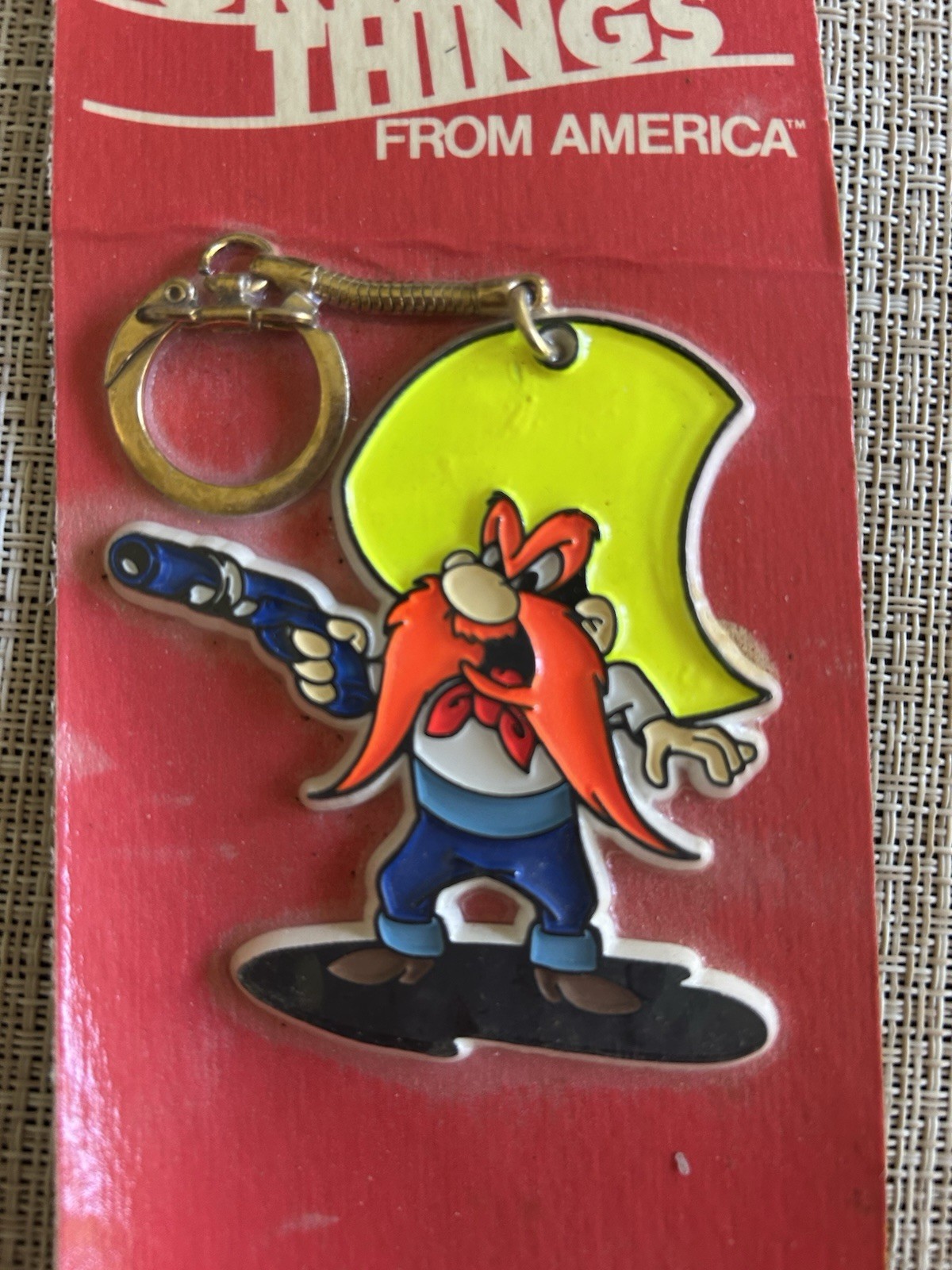 Vintage 1976 Looney Tunes Yosemite Sam Keychain Great Things From America NIP
