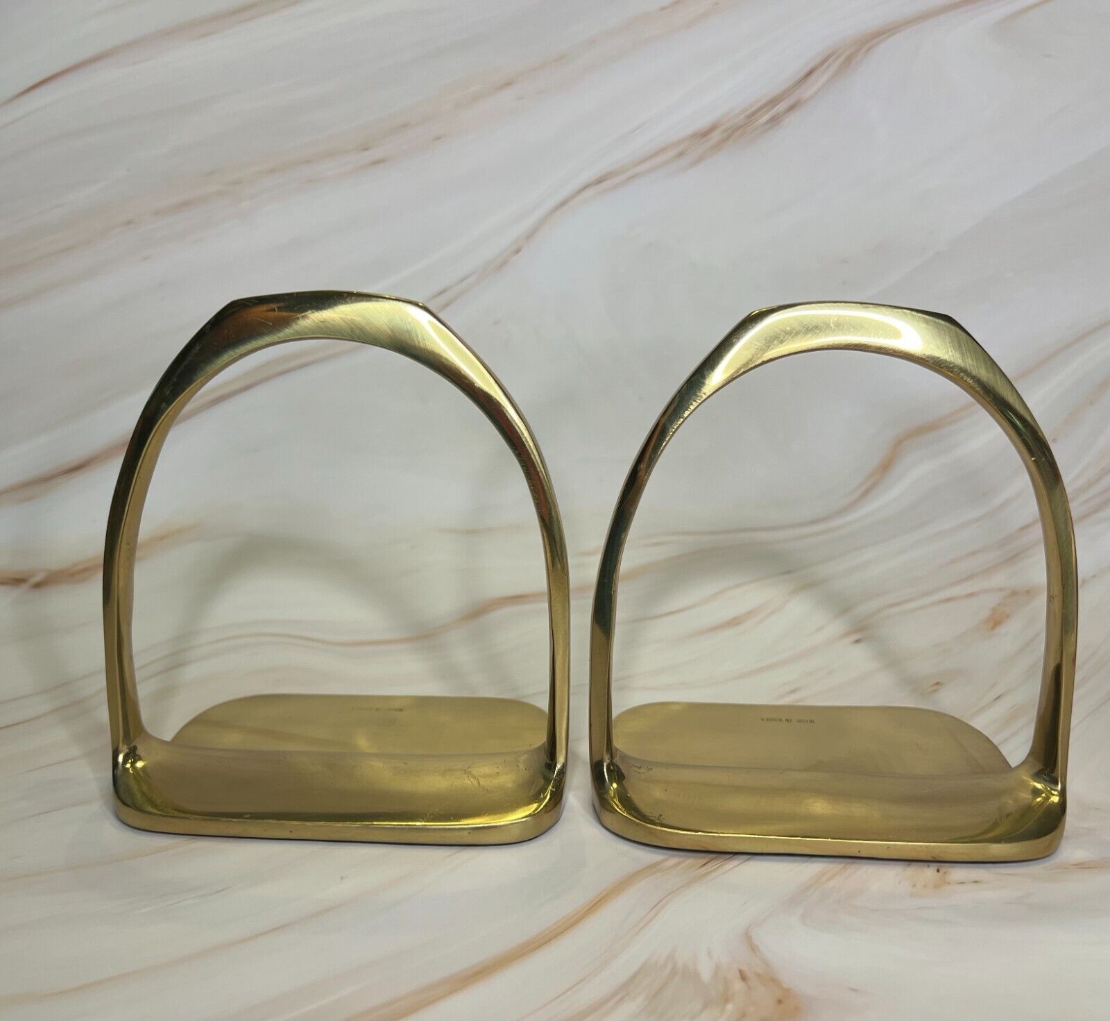 Vintage Brass Pair of MCM Bookends | Stirrup Design | Unique Gift | Equestrian