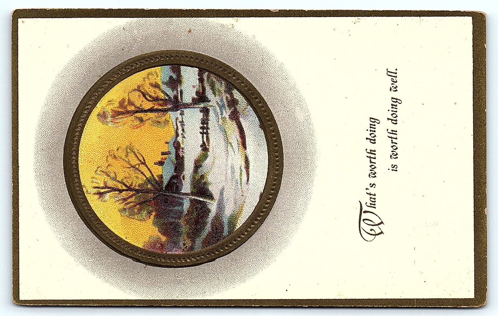 Postcard Vintage postcard with circular changing view image