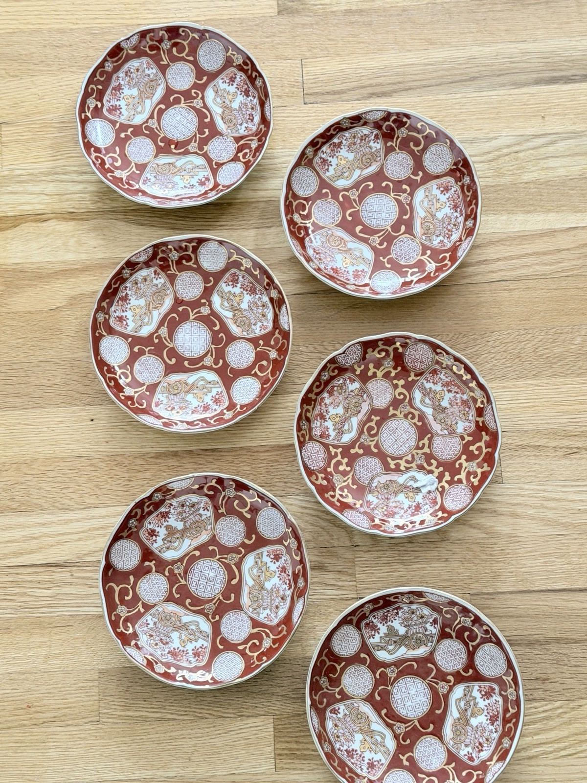 6 RARE Vintage Gold Imari GIM11 Salad/Dessert Plates 7 3/8” D Excellent Cond.