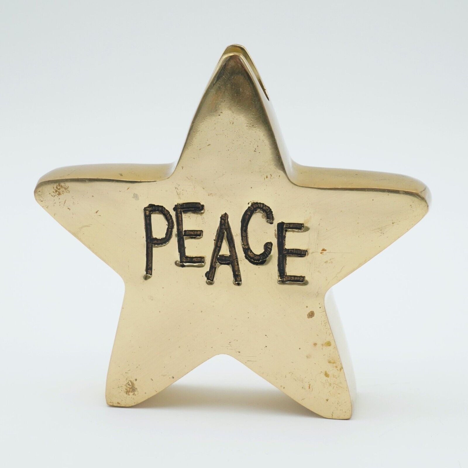 Brass Star Shaped Christmas Candle Holder - Peace