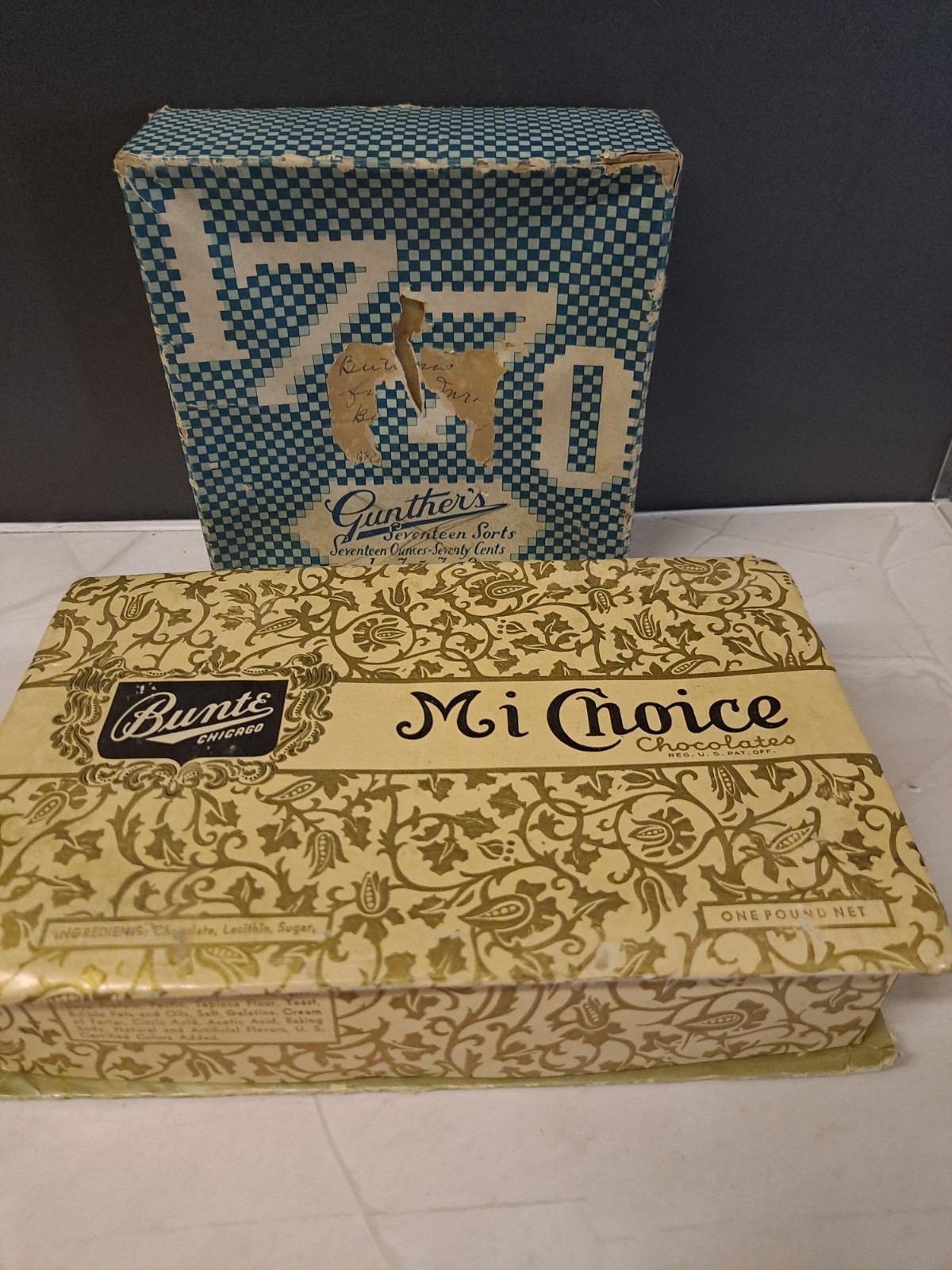 Antique Vtg Chocolate Box Lot Mi Choice Chocolates Bunte Chicago Gunthers 17-70 
