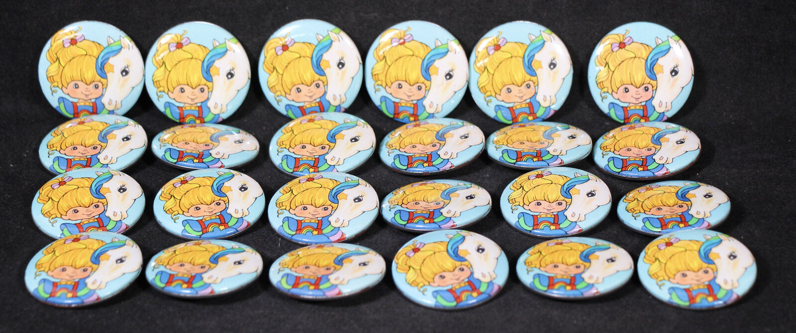 Twenty Four (24) Vintage 1983 Rainbow Brite 1.5 In. Pin Back Buttons