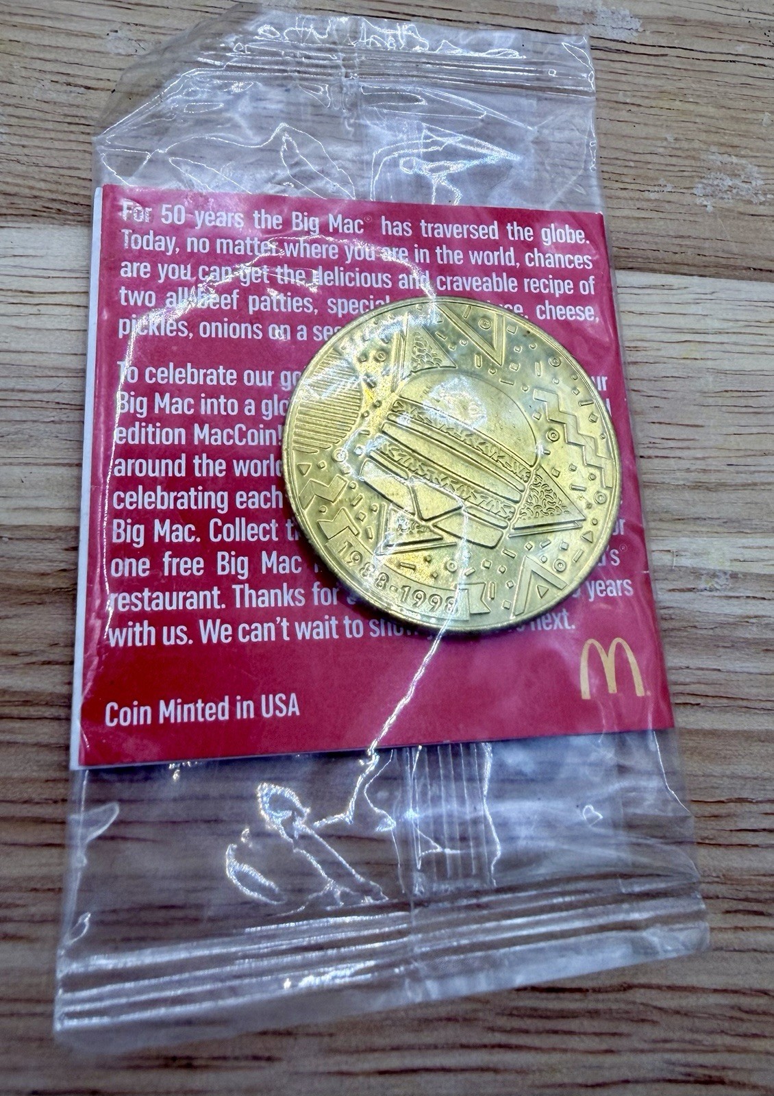 McDonald’s 50 Years Of Big Mac Coin 1988 to 1998 Mint Sealed