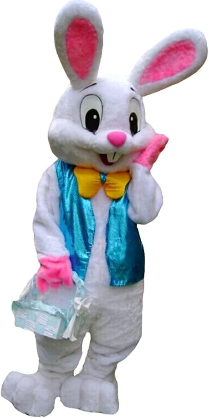 Plush Easter Bunny Adult Costume Rabbit Halloween Mascot Costume, Large, Blue
