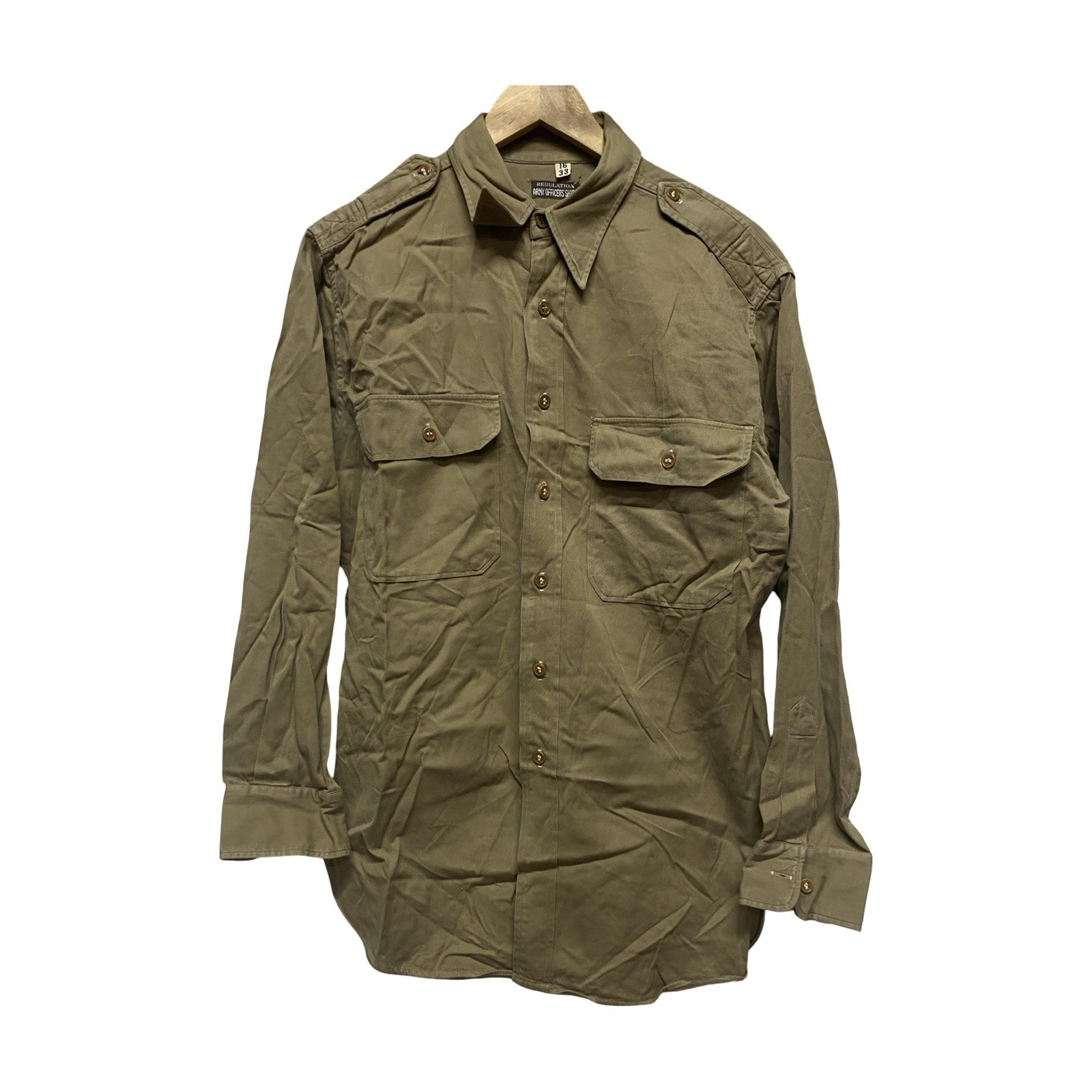 Vintage Regulation Army Officer’s Shirt Khaki Tan Cotton Men’s 16 - 33