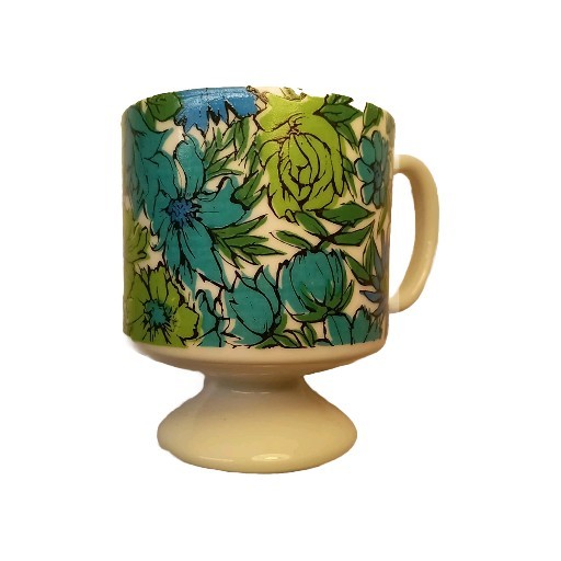 Vintage 1968 Howard Holt Flower Pedestal Foot Coffee Mug 7569 Japan Teal Floral Vintage 1968 Howard Holt Flower Pedestal Foot Coffee Mug 7569 Japan Teal Floral