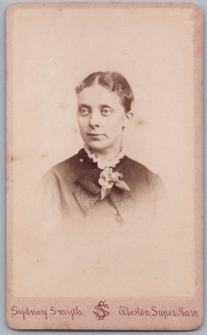 Young Victorian Woman w/ Flower Corsage, Weston Super Mare England, c1860s CDV