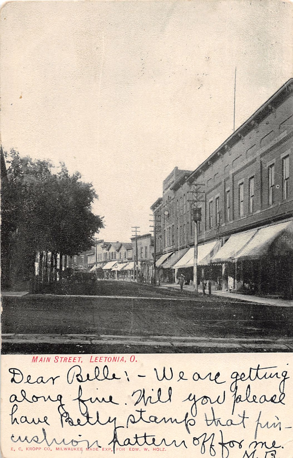 E85/ Leetonia Ohio Postcard Columbiana County 1907 Main Street Stores 24