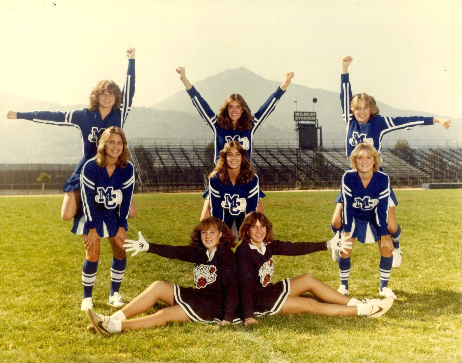 Vintage Girls Cheerleading / Spirit / Cheer Team Biggy-Back Football Stadium Vintage Girls Cheerleading / Spirit / Cheer Team Biggy-Back Football Stadium