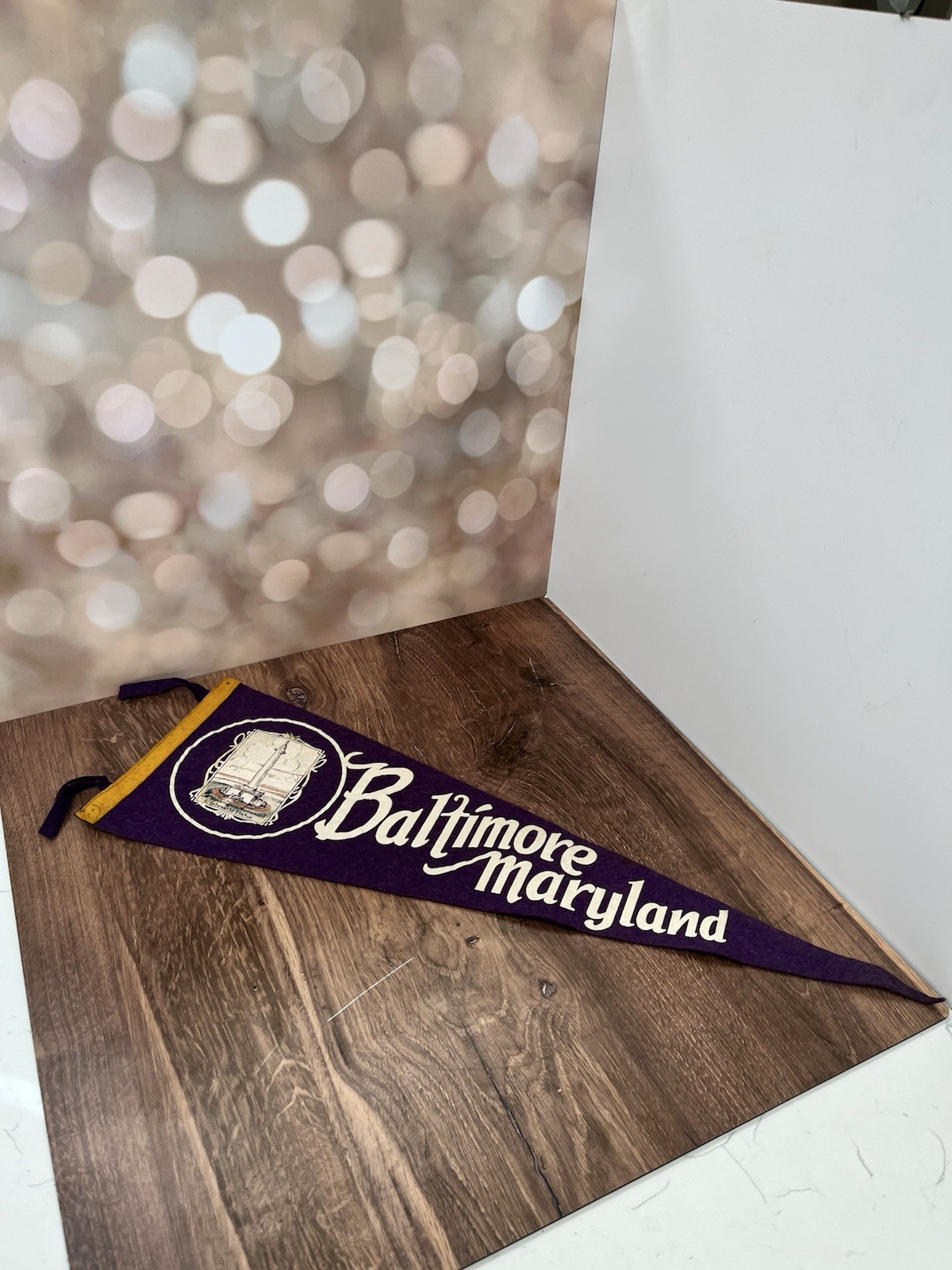 Vintage Baltimore Maryland Felt Pennant Travel Souvenir (8.25”x26”)