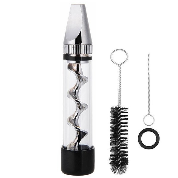 Smoking 7P Mini 2 Series Twisty Glass Blunt Silver Metal Tip With Cleaning Brush