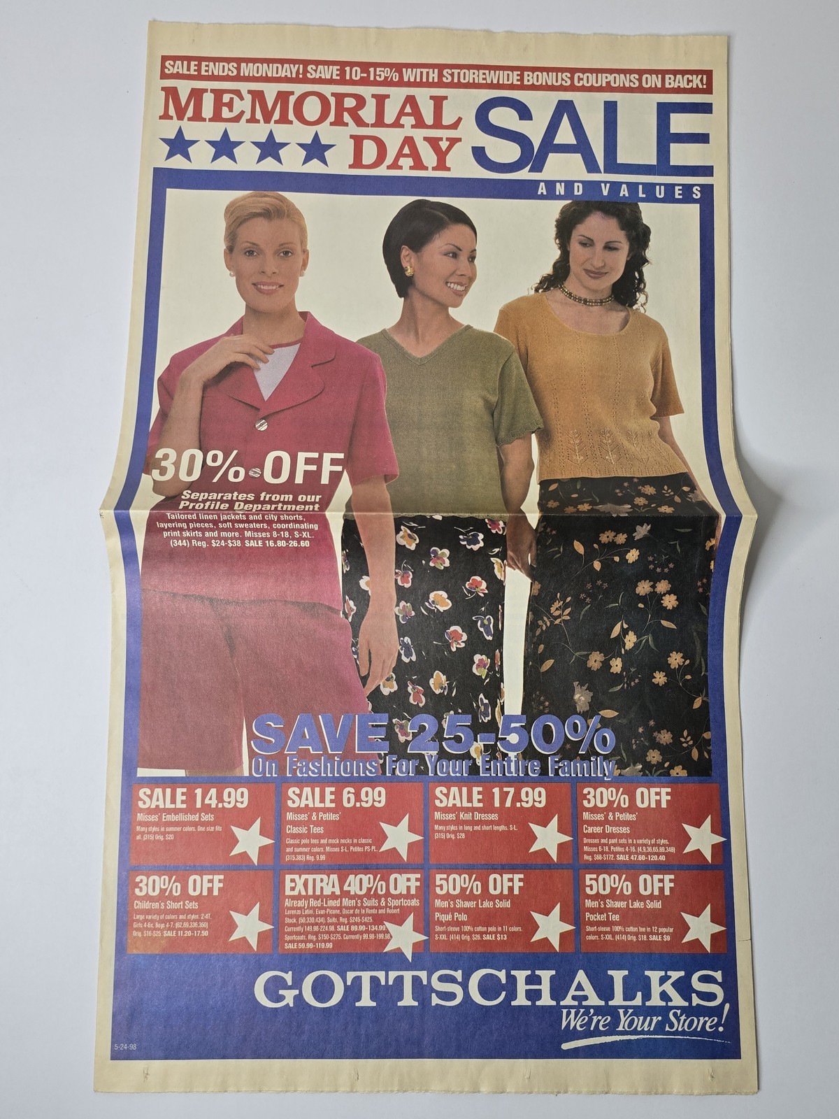 Gottschalks 1998 Memorial Day Foldout Samsonite Electronics Fashion Shoes