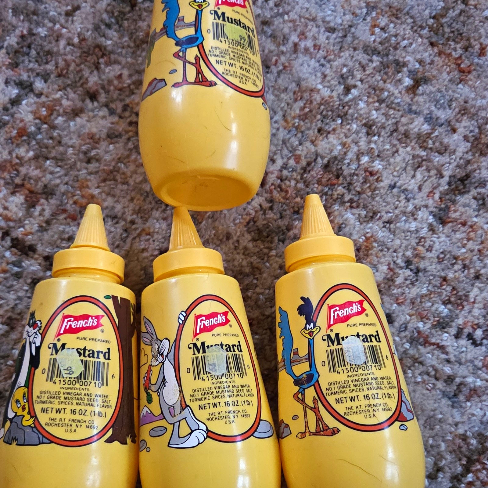 4 Vintage French's Mustard 16 oz Looney Tunes Warner Bros 1983 Squeeze Bottle 4 Vintage French's Mustard 16 oz Looney Tunes Warner Bros 1983 Squeeze Bottle