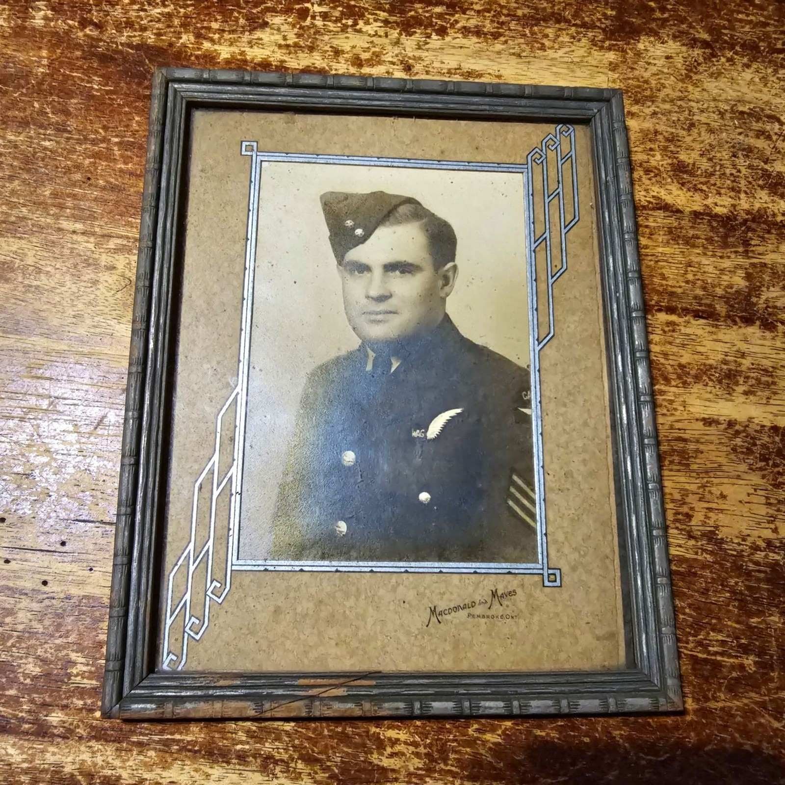 WWII RCAF Framed Portrait James Leon Lanfranchi Flying Officer WAG framed deco