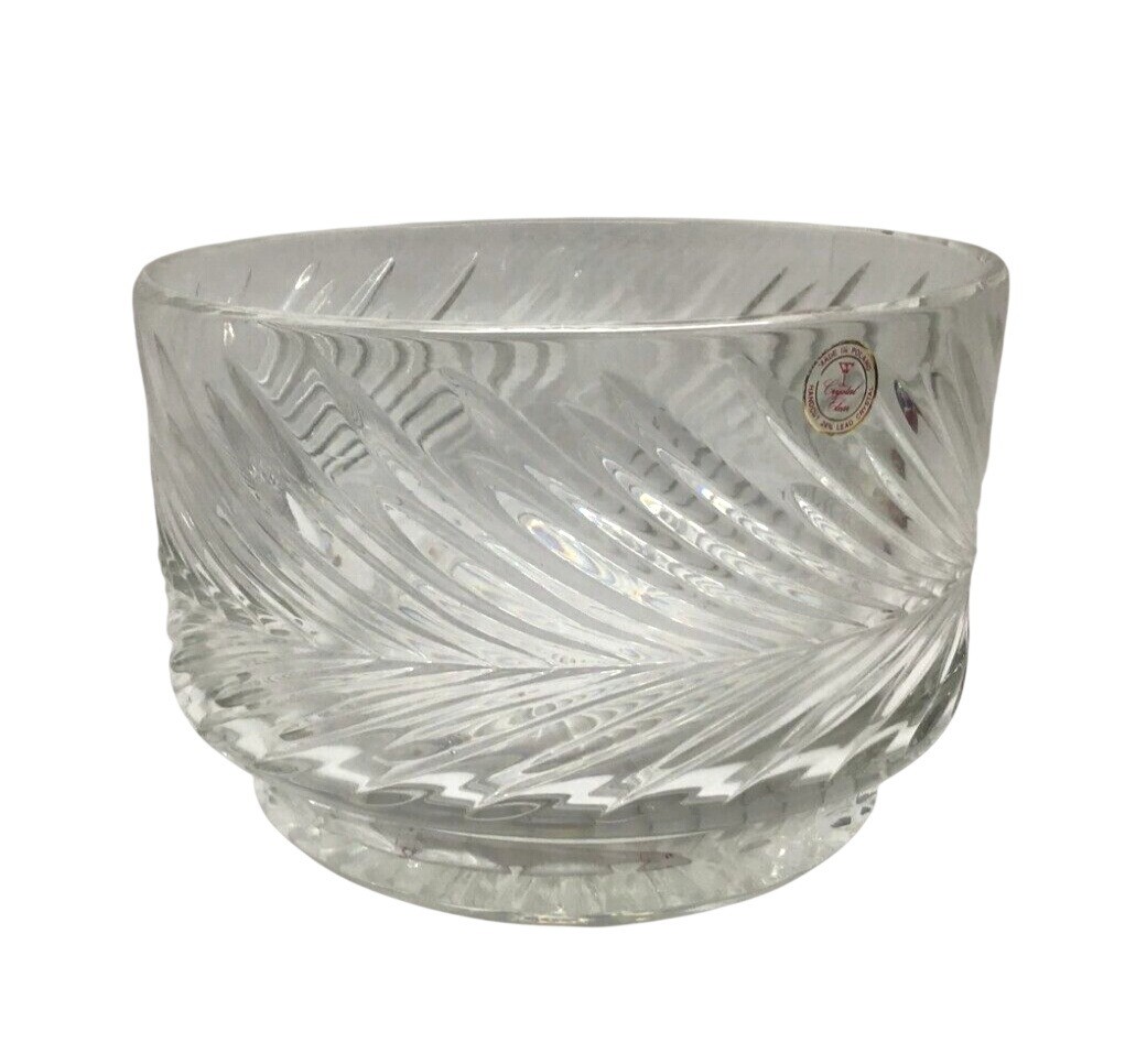 Crystal Clear Poland Lead Crystal Hand Cut Vintage 1990s Fruit Bowl Centerpiece