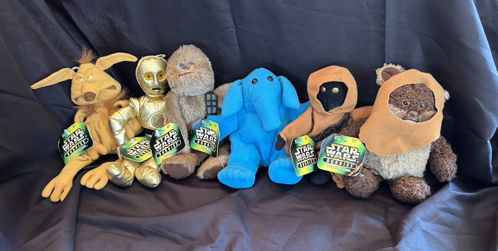  Vintage 1997 Star Wars Buddies Plush Lot of 6 NWT Max Rebo Salacious Crumb Jawa