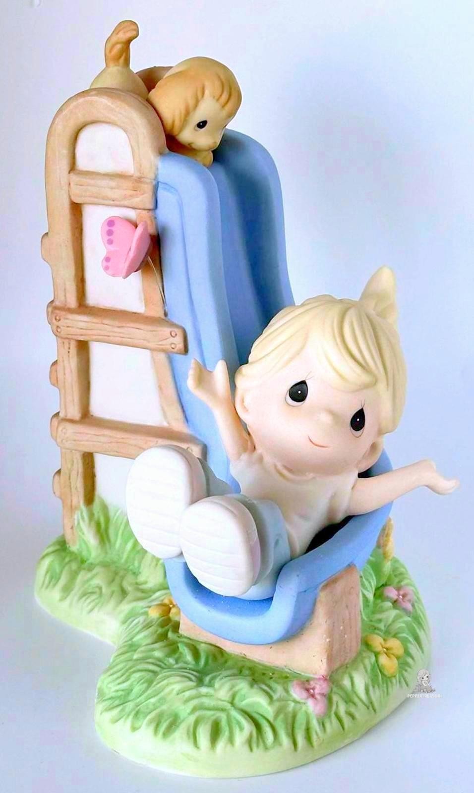Precious Moments A Love That Keeps On Growing Girl on Swing Puppy Figurine 1993