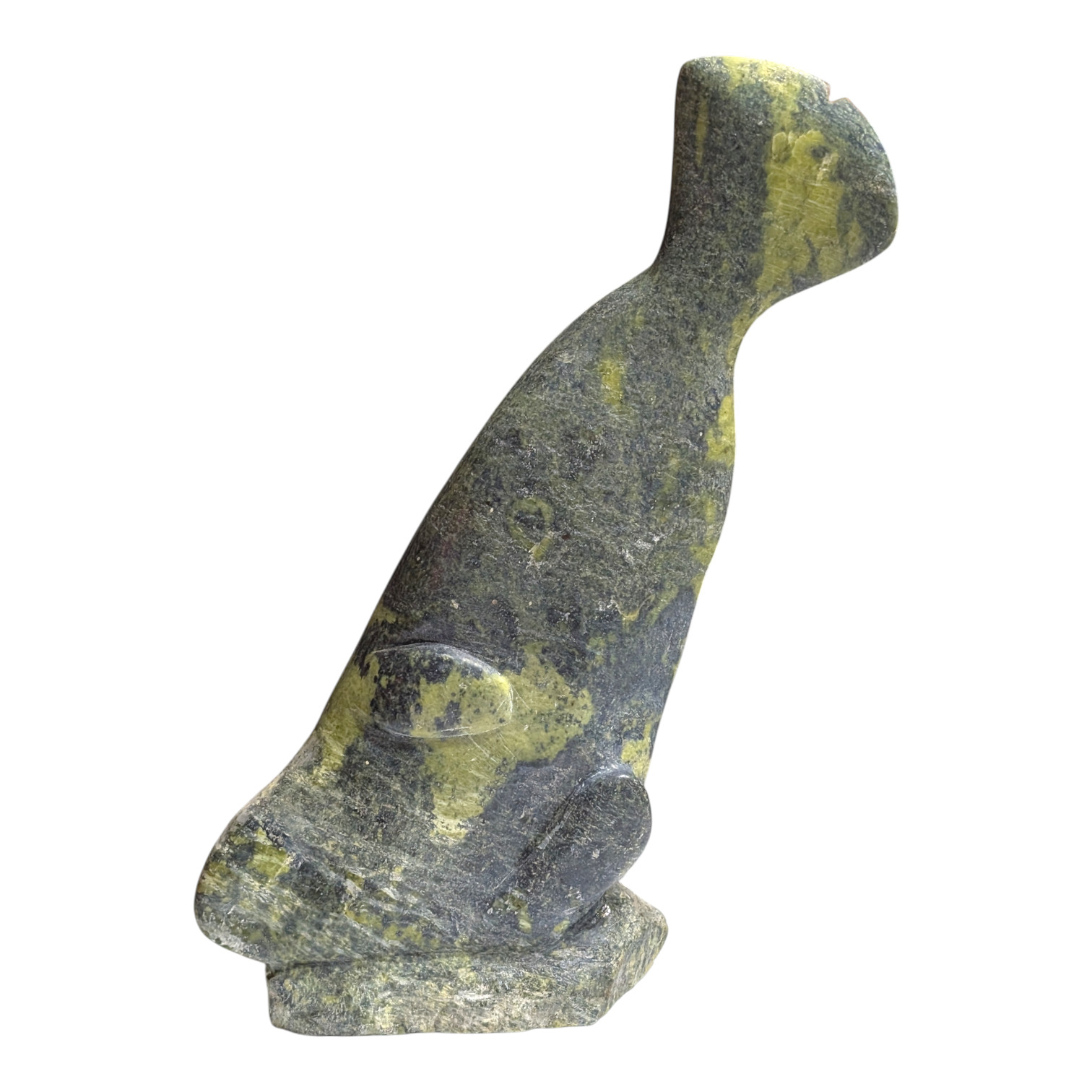 Vintage Canadian Inuit Green Serpentine Stone Seal Carving 13