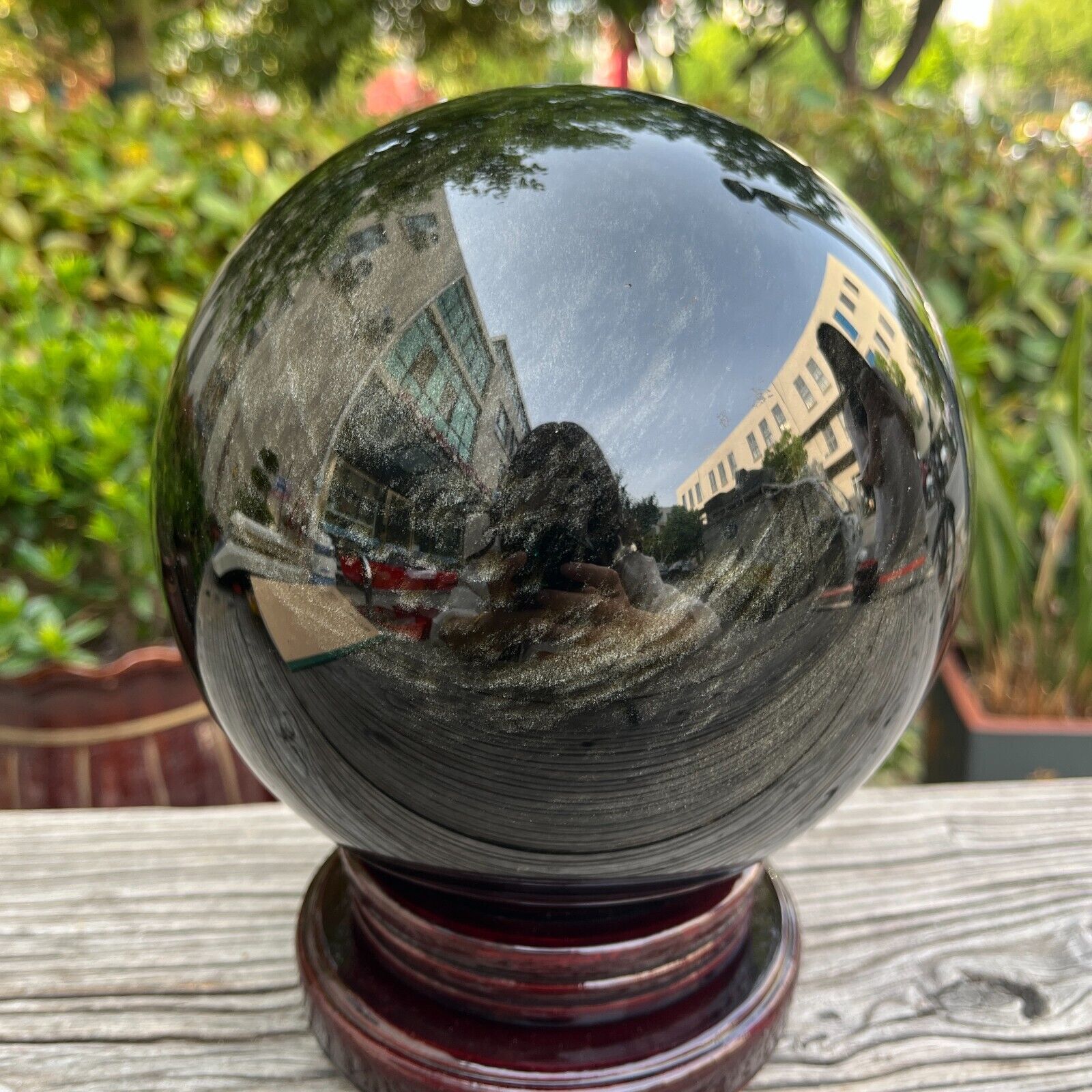 16.7LB 7'' Large Natural Golden Obsidian Sphere Quartz Crystal Rock Energy Ball
