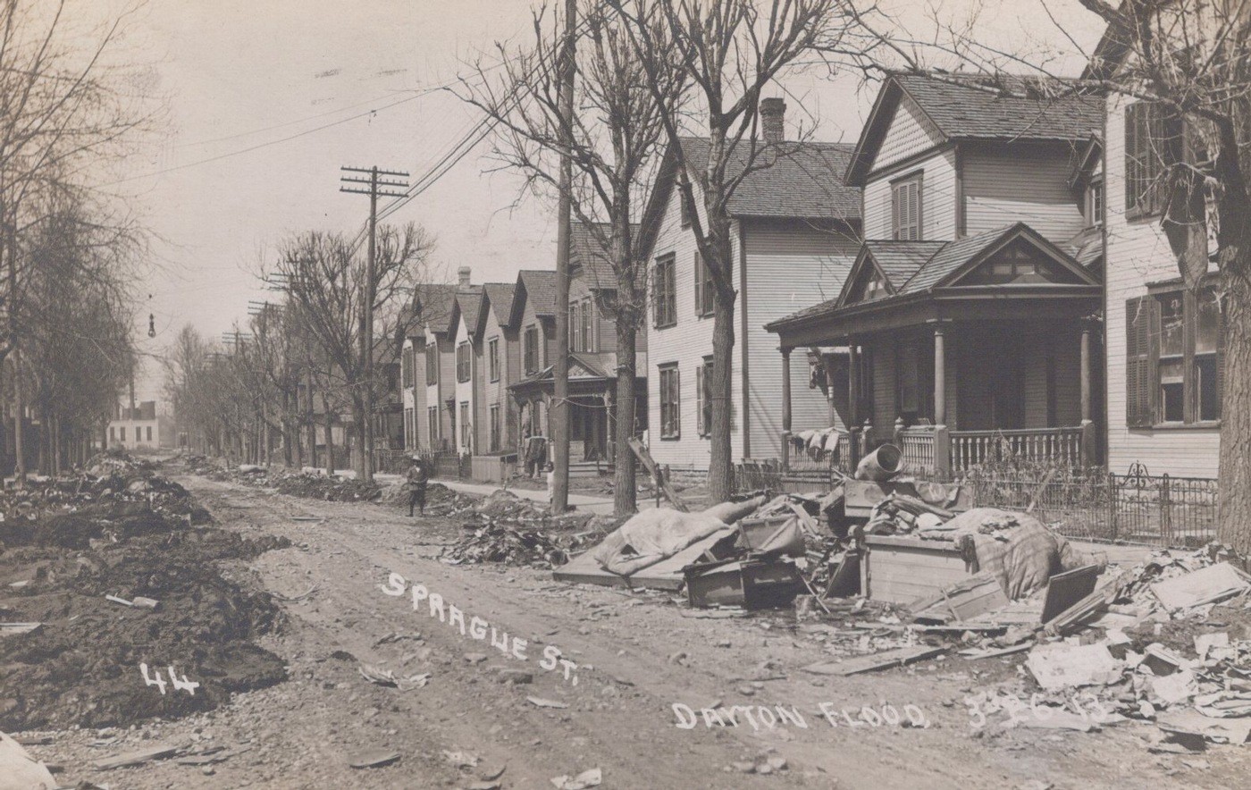 Dayton OH Great Flood 1913 Sprague St Debris Aftermath - RPPC Photo Postcard