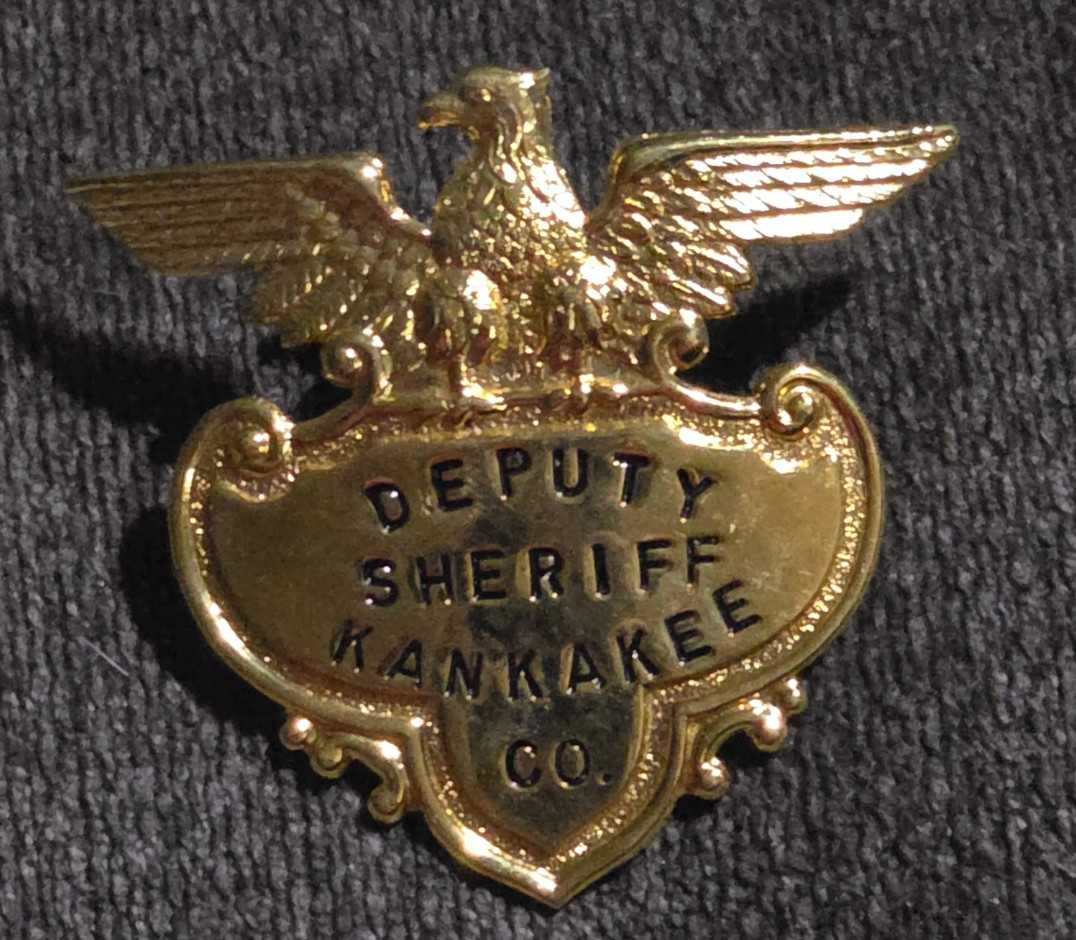 Obsolete Vintage Kankakee County Illinois Deputy Sheriff Badge - Screw Back Cap