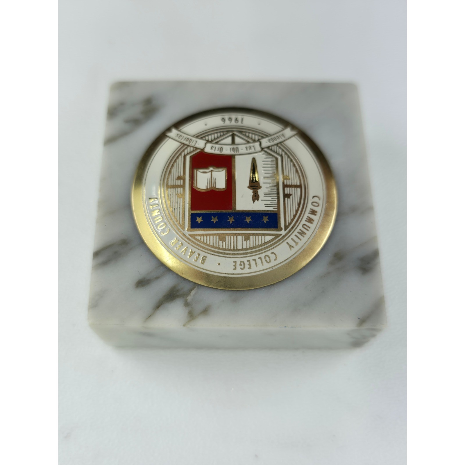Community College of Beaver County CCBC Marble Paperweight Vintage 1966 Crest