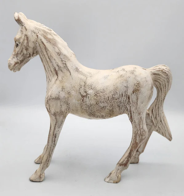 Hand-Carved Soro Wood Horse Sculpture - Large 8 Inch Figurine
