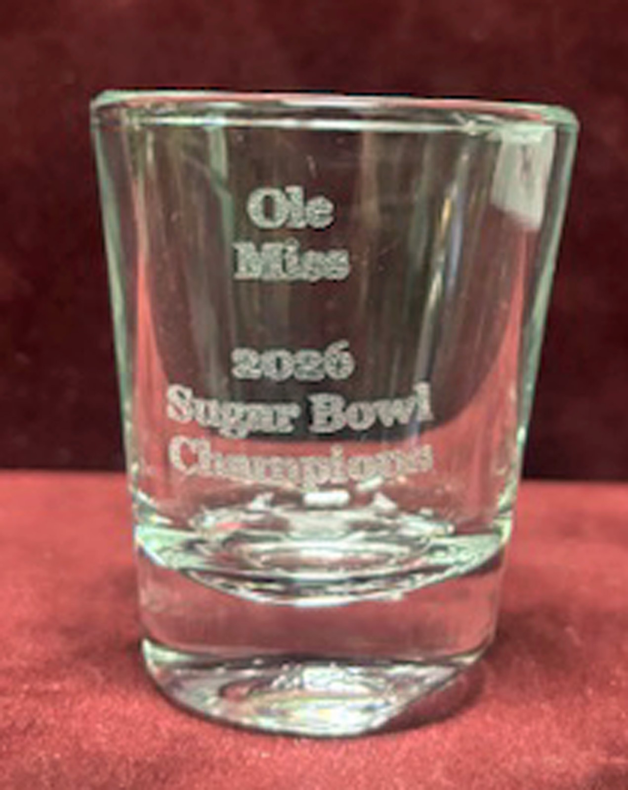 Ole Miss Rebels 2026 Sugar Bowl Champions Heavy Duty 2 oz glass shot glass