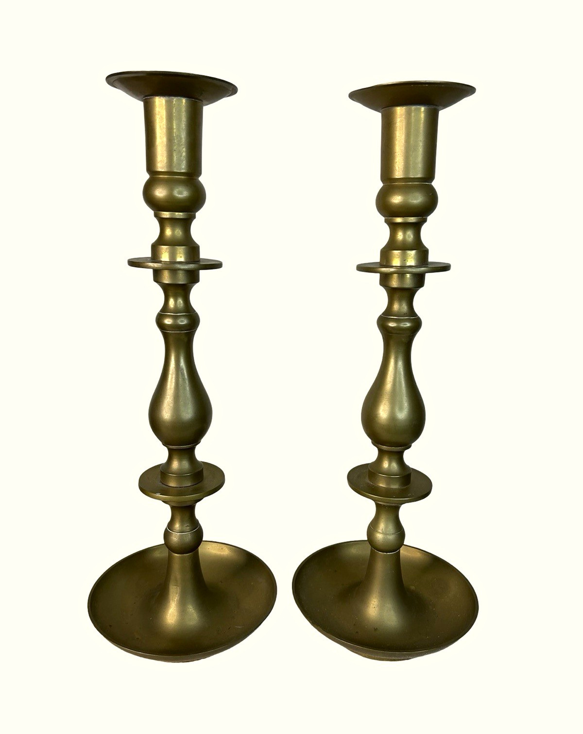 Vintage Pair of Large Brass Candleholders 15.5\