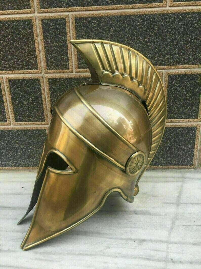 Medieval Helmet With Plume Greek Corinthian Armor Knight Spartan Cosplay Helmet