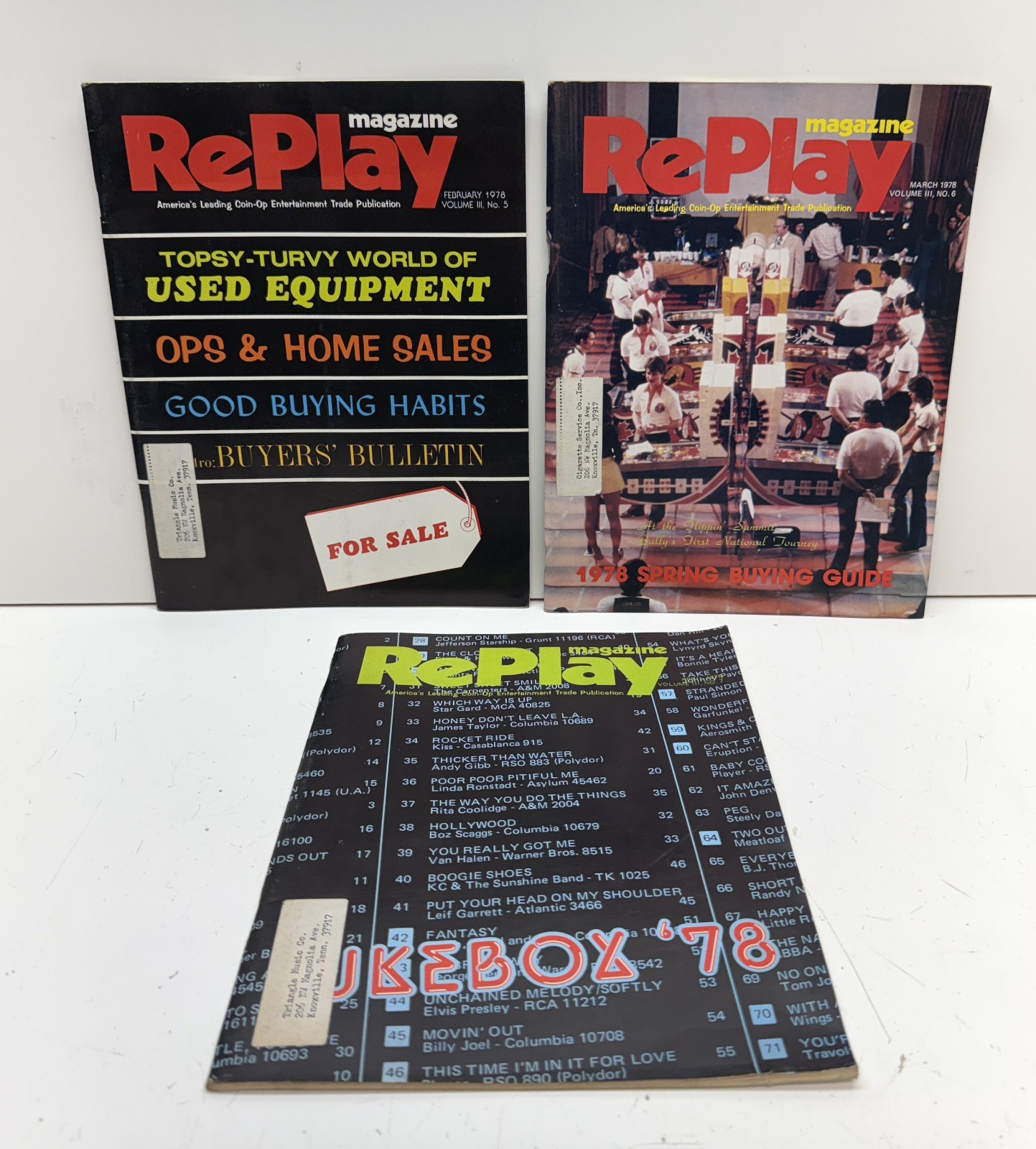 RePlay Magazine Lot x 3 Arcade Jukebox Pinball Ads February March April 1978