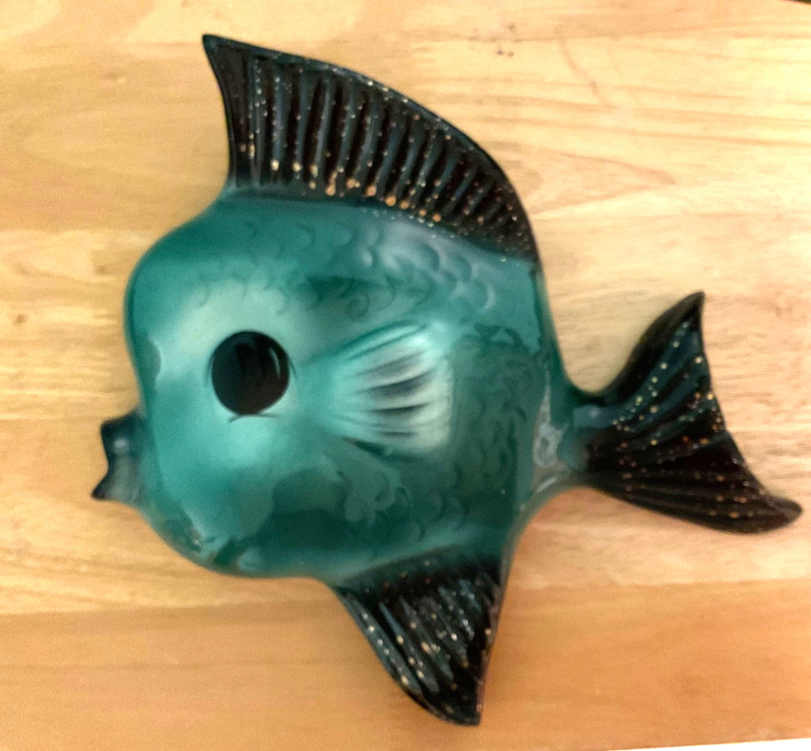 Vintage, MCM, Ceramicraft Aqua/turquoise Fish Wall Pocket