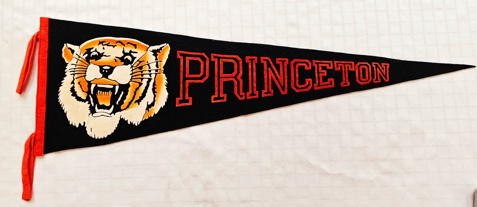 Princeton Univ Tigers Wool Pennant Banner Vintage 27” + Fringe Tagged Trench