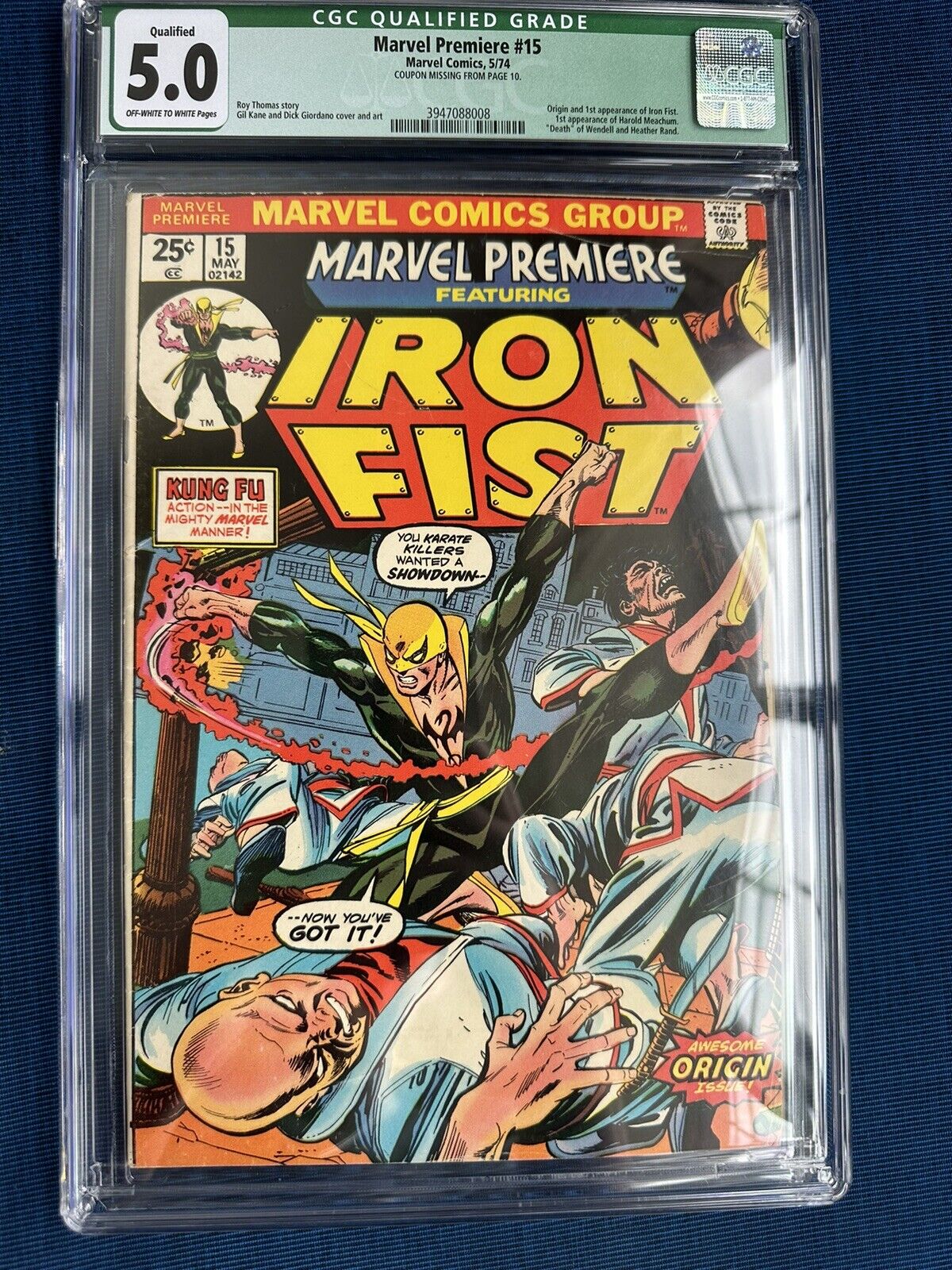 Marvel Premiere #15 - Marvel 1974 CGC 5.0 1st Appearance and Origin of Iron Fist