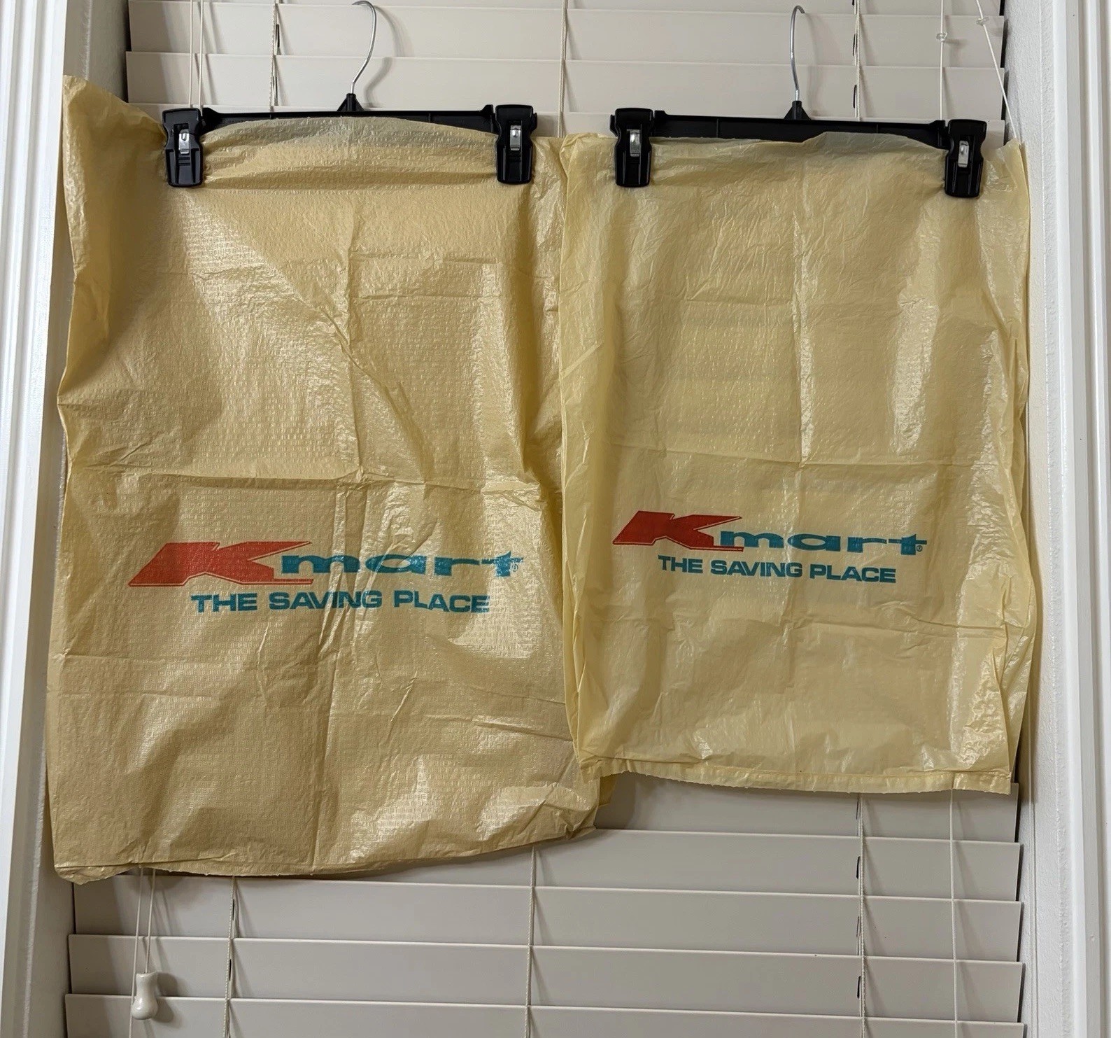 Vintage Kmart Plastic Shopping Bags Set of 2 The Saving Place Retro 1970s 1980s