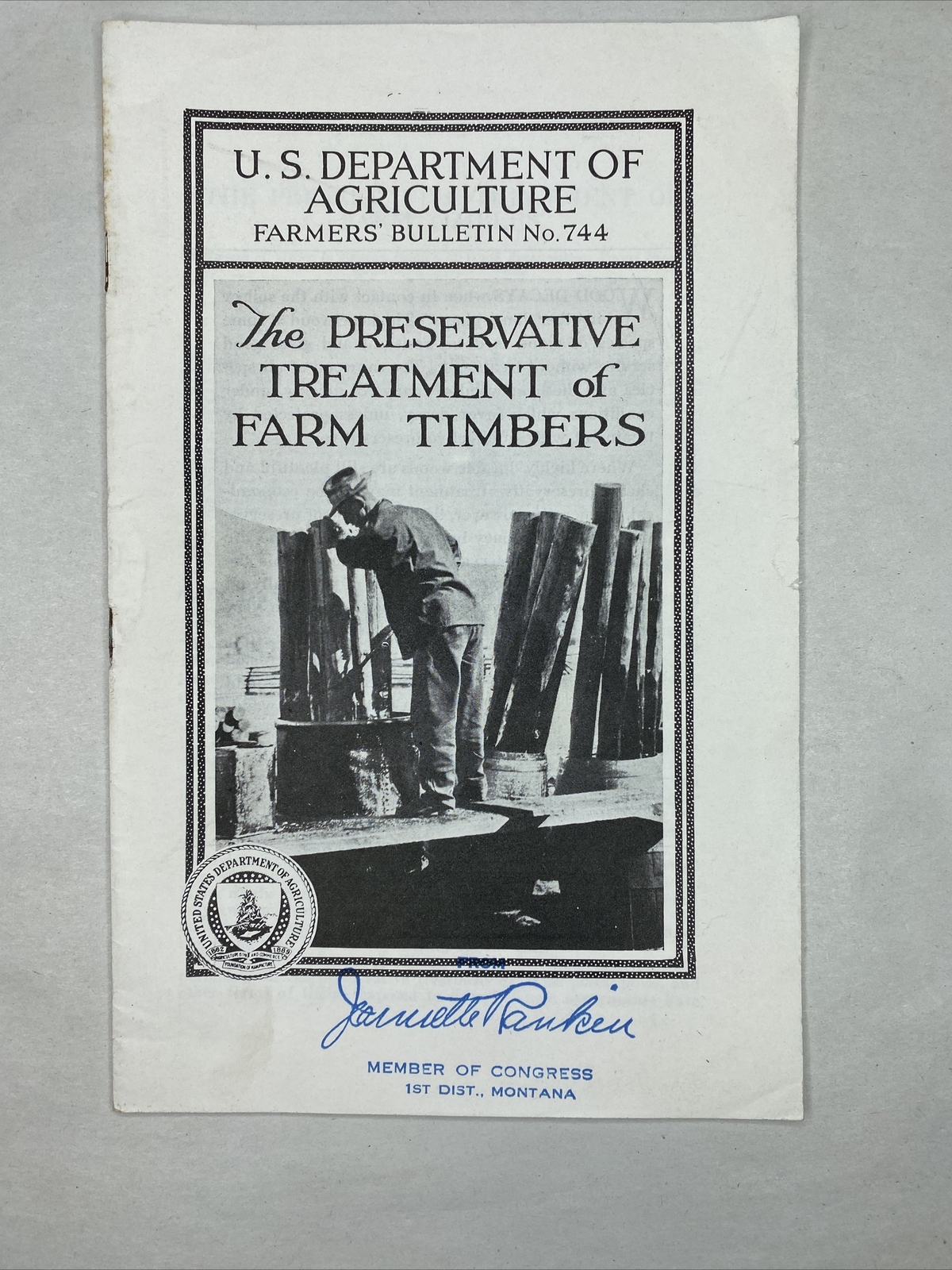1931 USDA Farmers' Bulletin No. 744 The Preservative Treatment of Farm Timbers