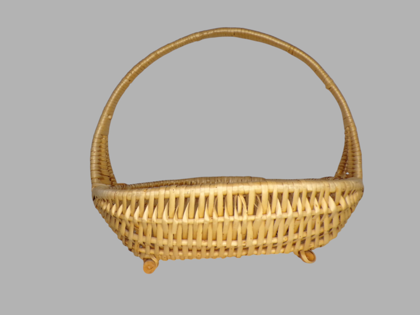 Large Vintage Wicker Market Basket 15x10x15 Arched Handle Storage Boho