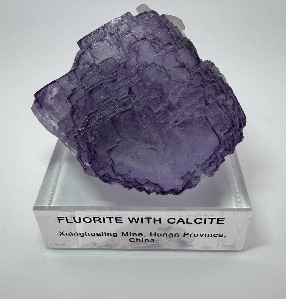 Fluorite with Calcite - Custom Base Hunan, China Fluorite with Calcite - Custom Base Hunan, China