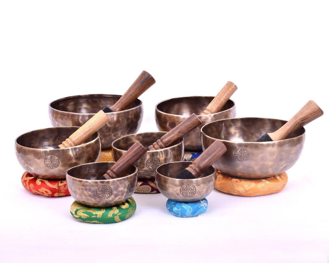 4 inches to 8 inches Professional Sound healing full moon singing bowl set of 7