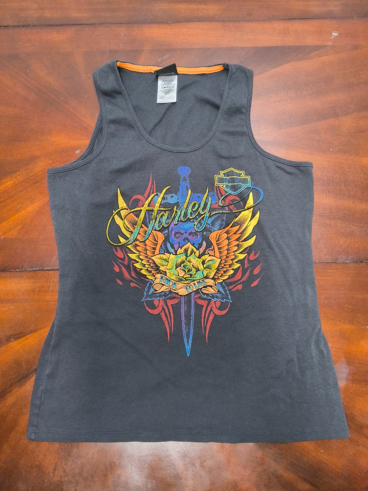 Vintage Harley Davidson Women\'s XXL Tank Top Barnett El Paso Texas Dagger Rose
