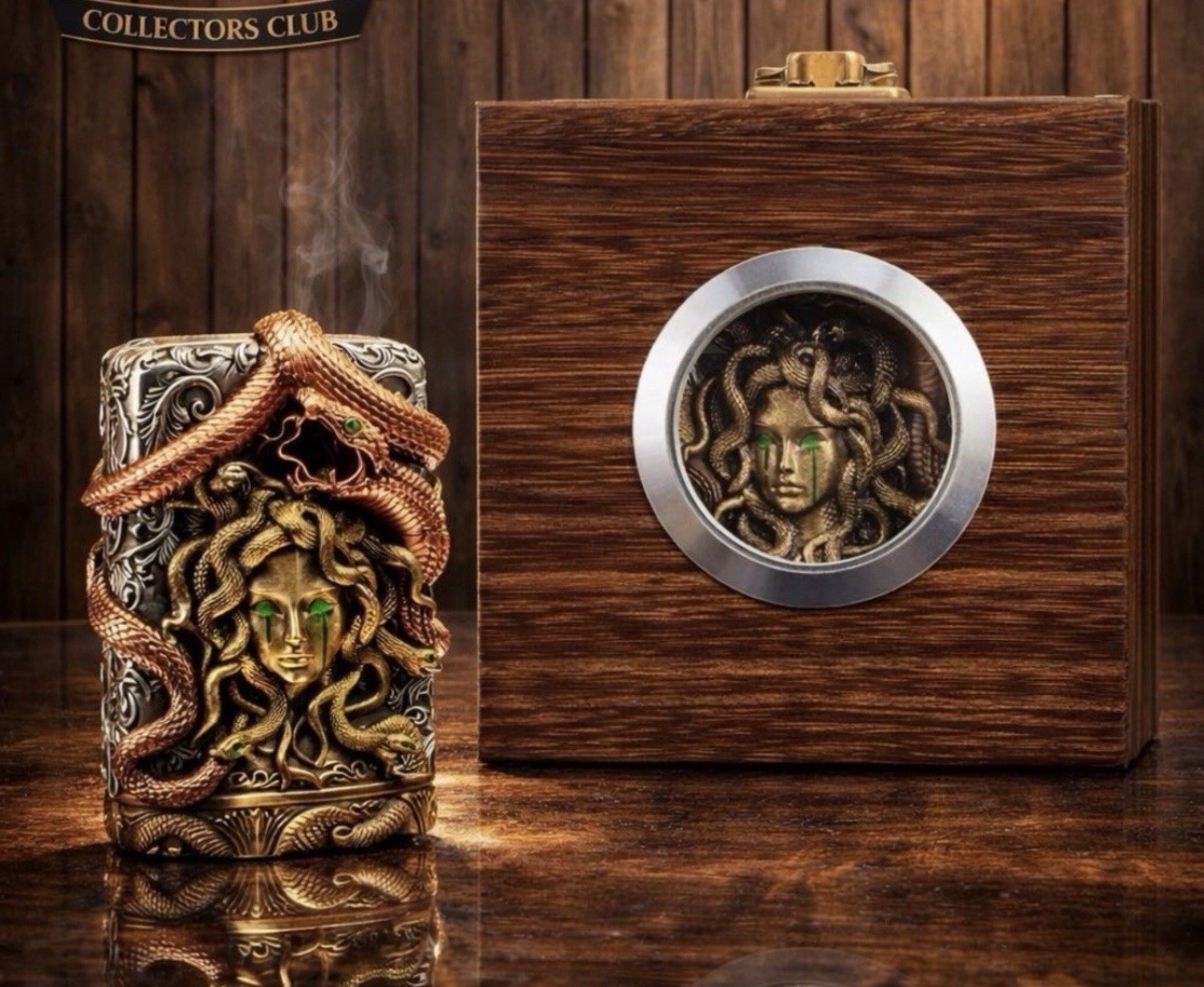 Heavy Armor  Medusa Lighter With 3D Engraving limited edition Inc Wooden Box