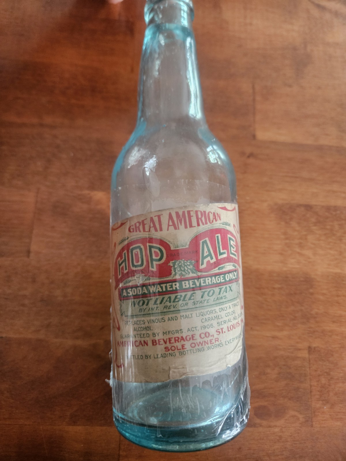 1906 Great American Hop Ale Bottle St. Louis, MO