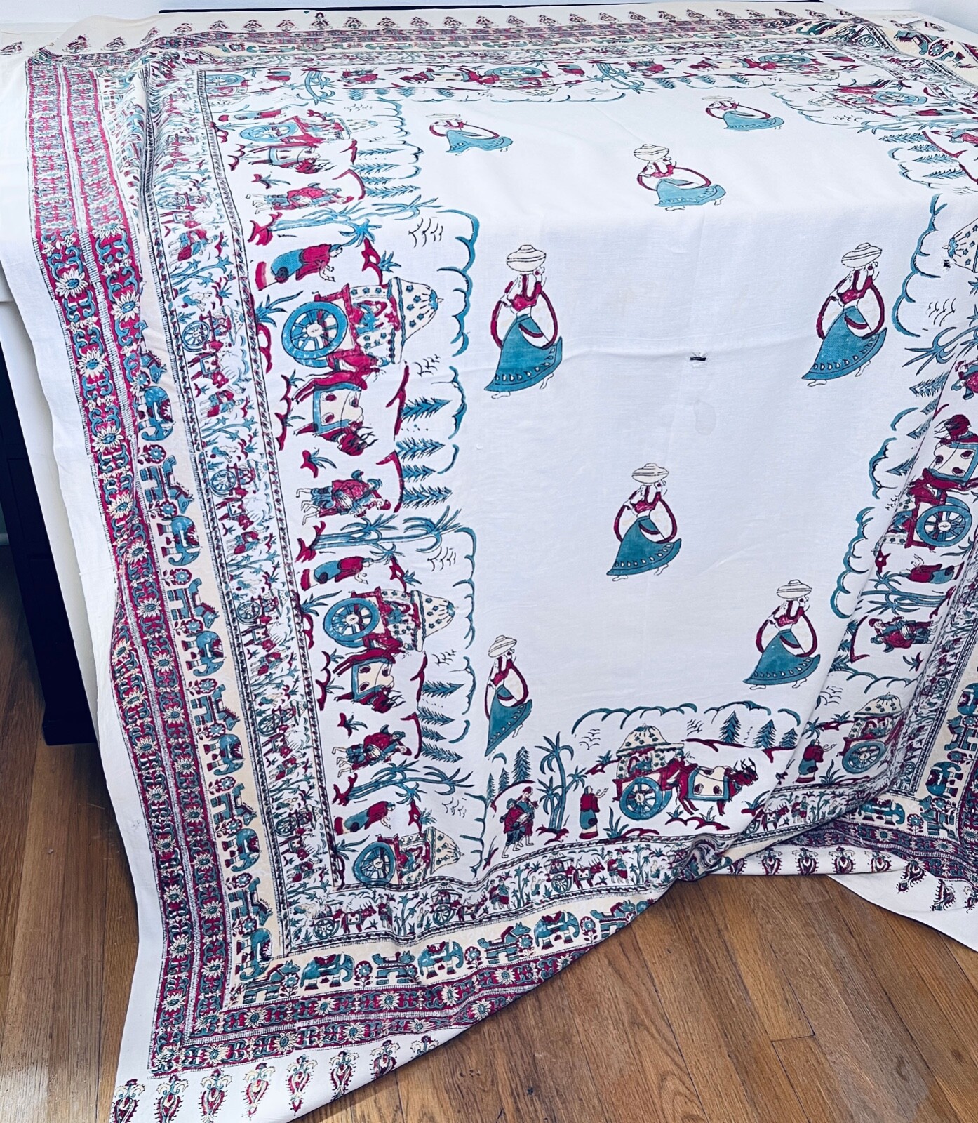 Vintage Antique Cotton Panel from India Pre 1947 Hand Printed XX608