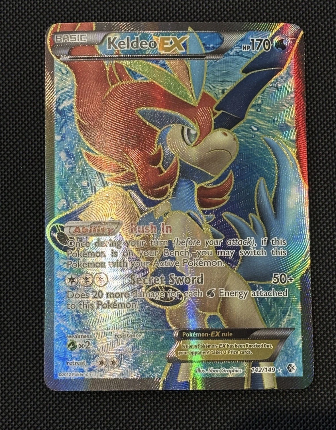 Pokemon Boundaries Crossed Ultra Rare Full Art Keldeo EX Card 142/149 Vintage