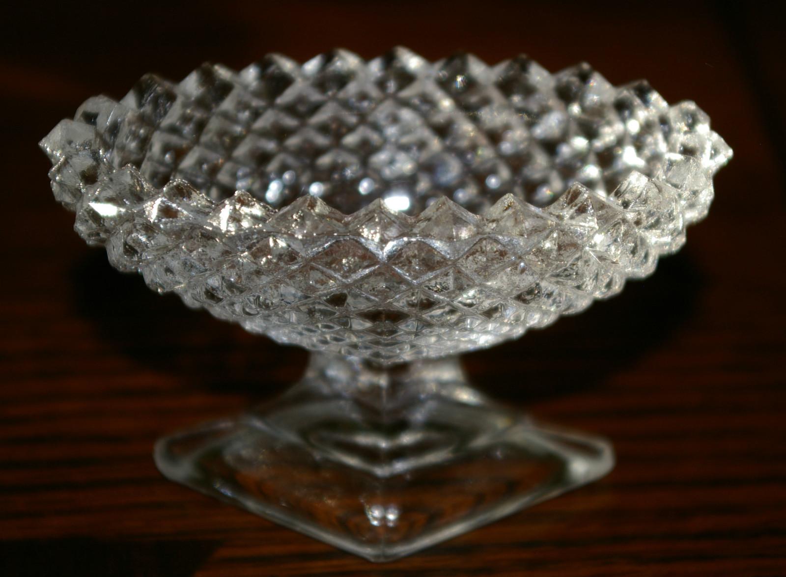TWO (2) WESTMORELAND ENGLISH HOBNAIL CLEAR GLASS OPEN SALT CELLARS - GORGEOUS