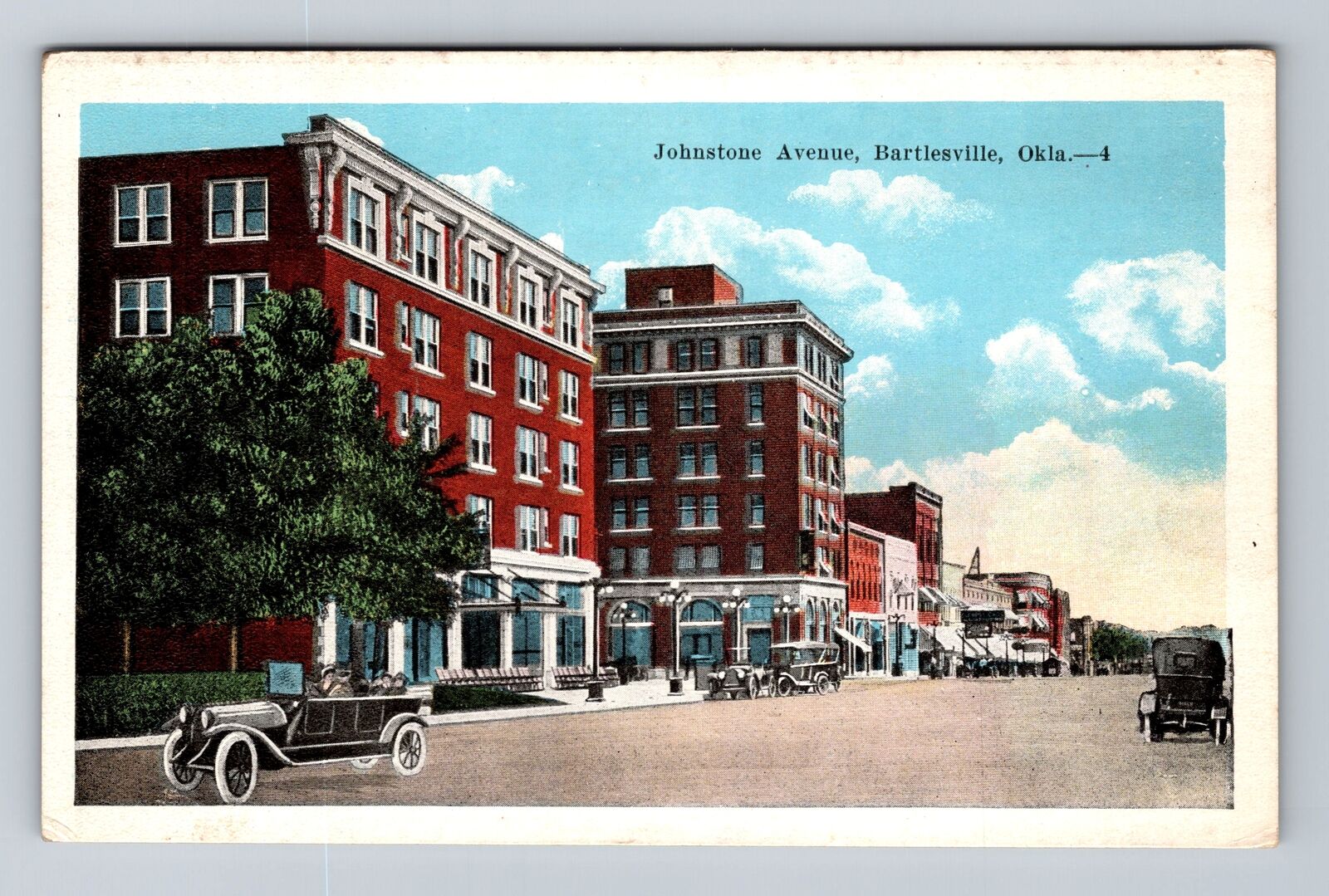 Bartlesville OK-Oklahoma, Johnstone Avenue, Antique, Vintage Postcard