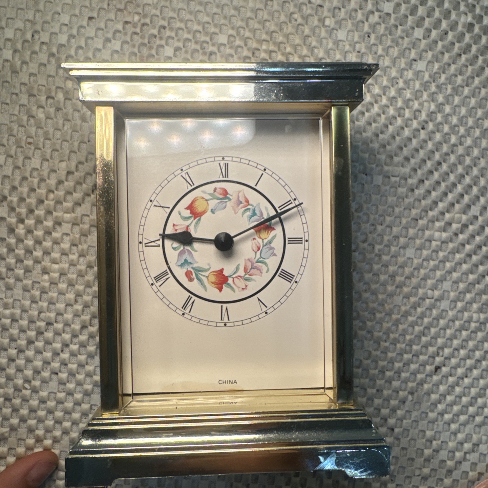 Vintage Miniature Brass Carriage Clock AS is (doesnt seem to be working)