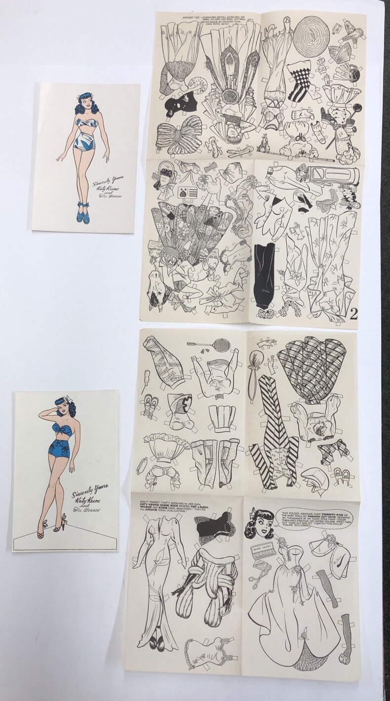 C. 1950S KATY KEENE COMICS ,LORELEI BILL WOGGON PAPER DOLLS & CLOTHING SHEETS