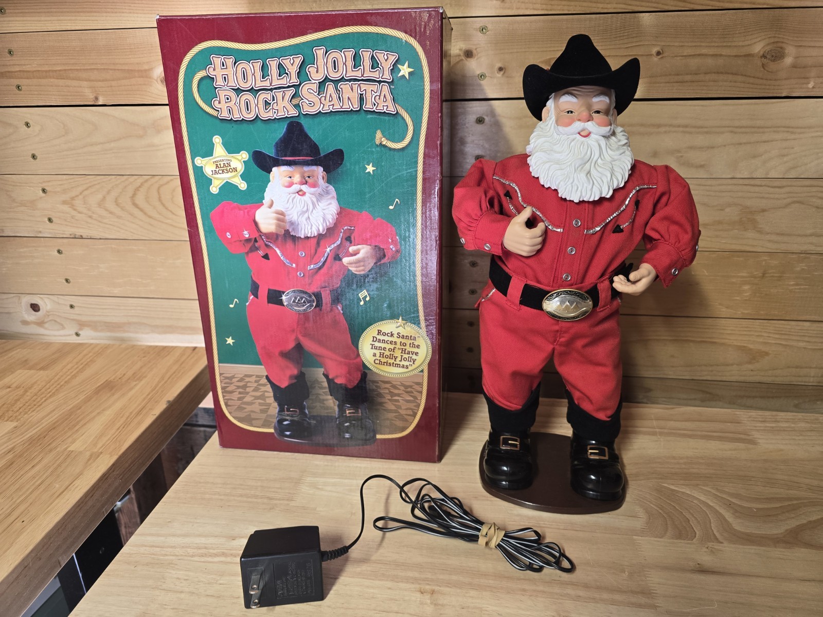 Holly Jolly Rock Santa Animated Dancing Cowboy Santa Alan Jackson 1999 WORKS